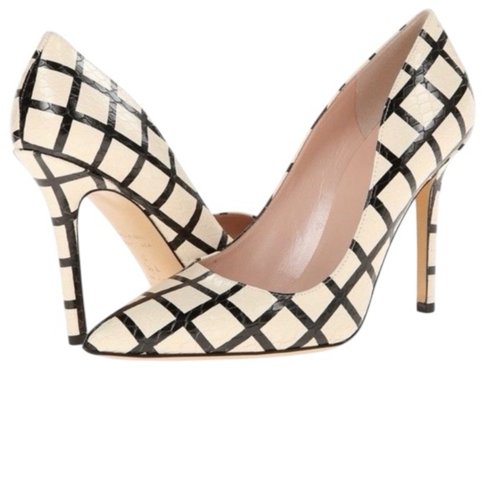 Kate Spade Larissa Black and Cream Checkered Women's Heels Size 7.5 MSRP $358